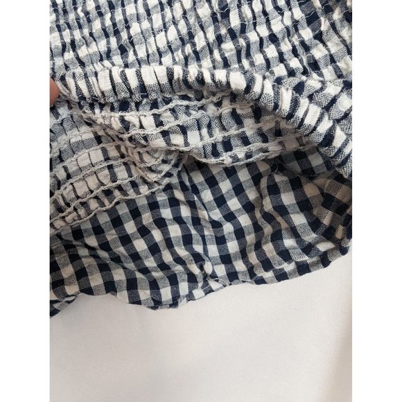 Sim & Sam Blue and White Gingham Seersucker Smocked Crop‎ Top Small - Picture 5 of 6